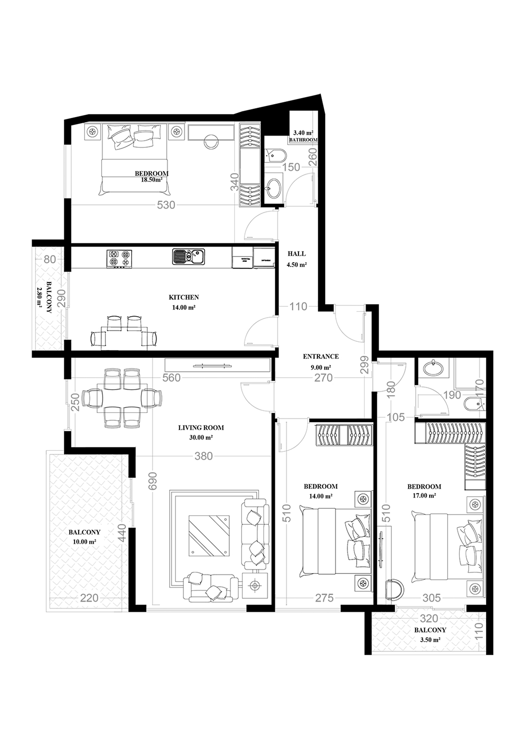 3+1 Apartment for sale in YEKTA ALARA CITY Residence, Mahmultlar, Alanya, Turkey No. 24