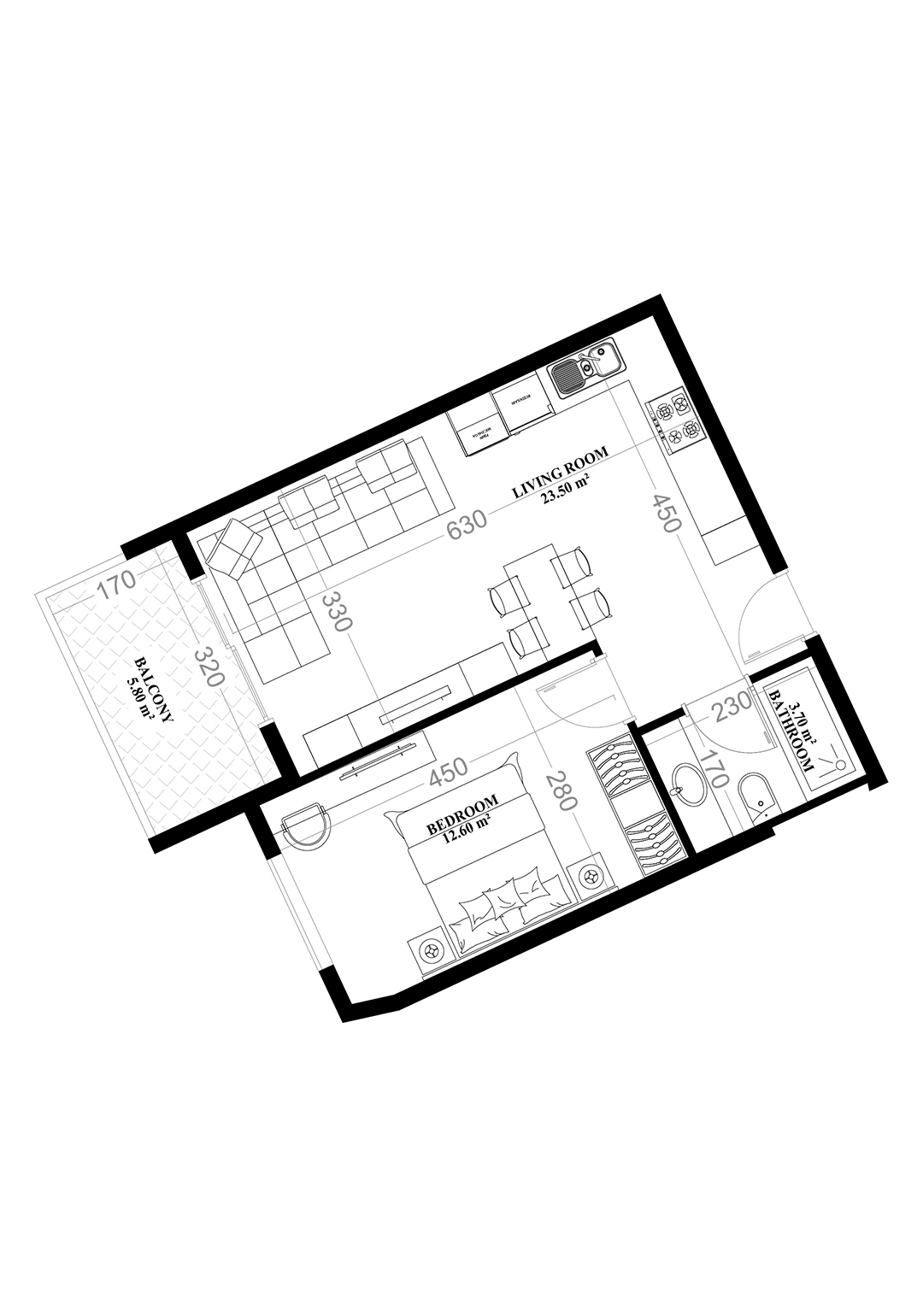 1+1 Apartment for sale in YEKTA ALARA CITY Residence, Mahmultlar, Alanya, Turkey No. 70