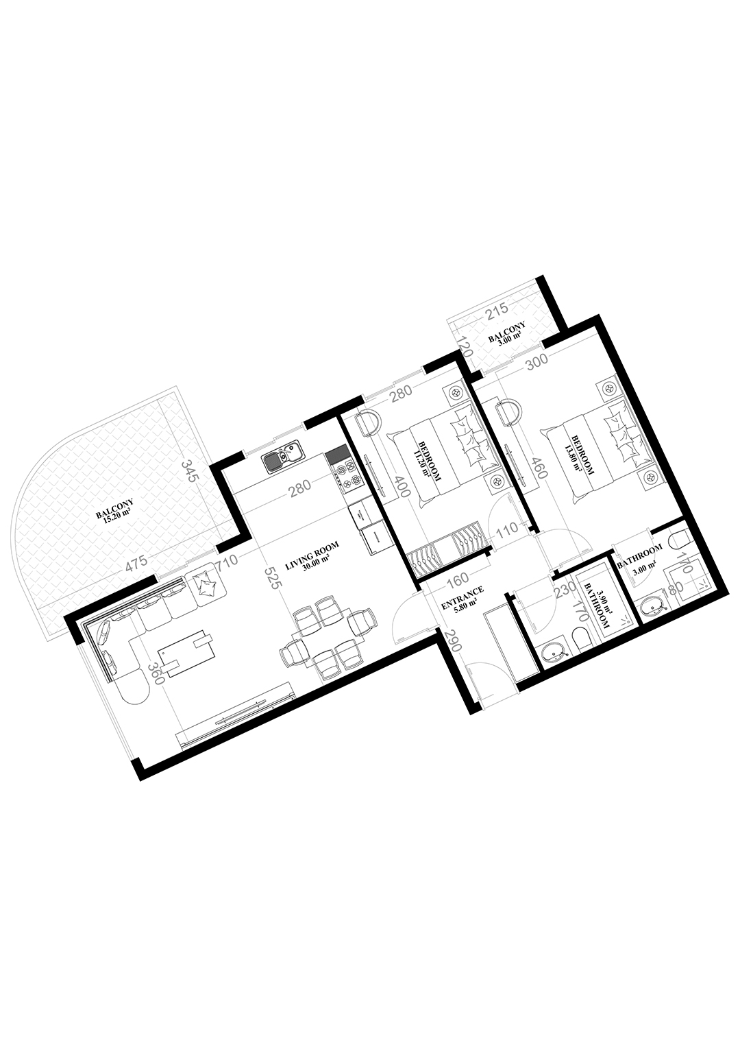 2+1 Apartment for sale in YEKTA ALARA CITY Residence, Mahmultlar, Alanya, Turkey No. 63
