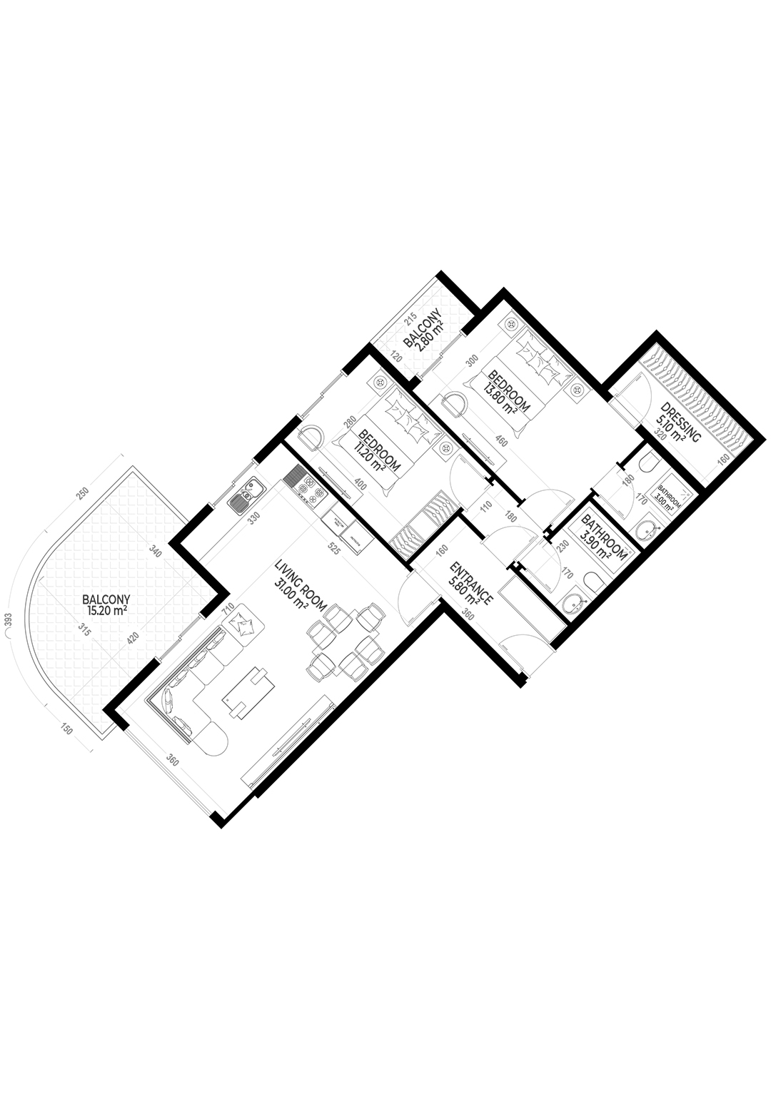 2+1 Apartment for sale in Yekta Sunrise Residence , Gazipasa, Turkey No. 20