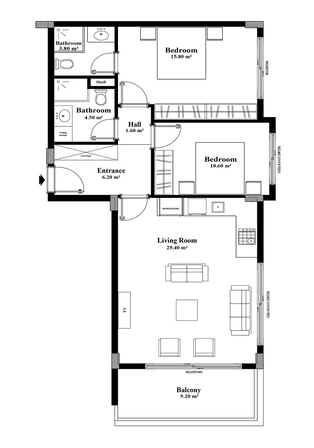 2+1 Apartment for sale in Yekta Blue IV Residence, Mahmultlar, Alanya, Turkey No. 71