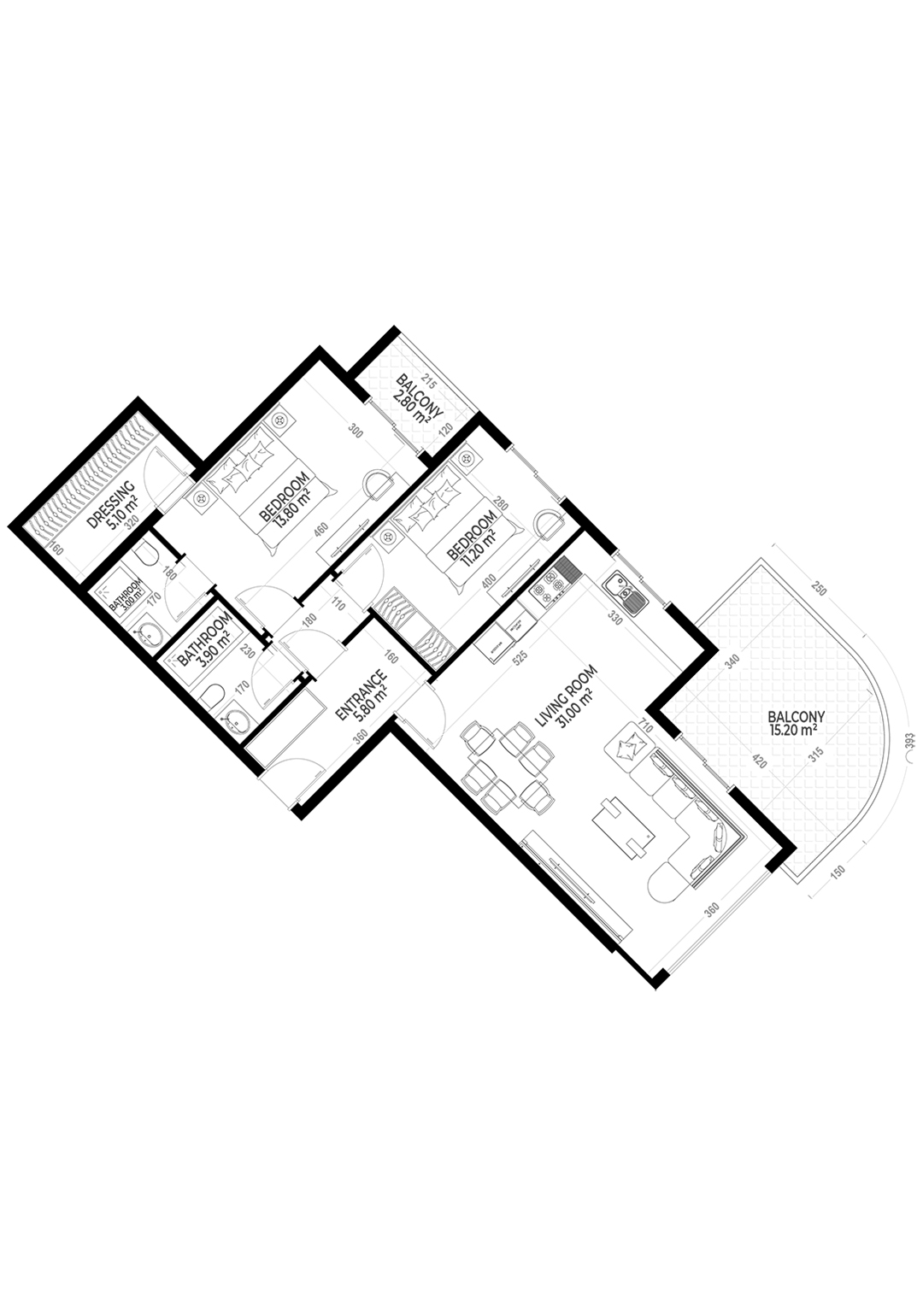 2+1 Apartment for sale in Yekta Sunrise Residence , Gazipasa, Turkey No. 71