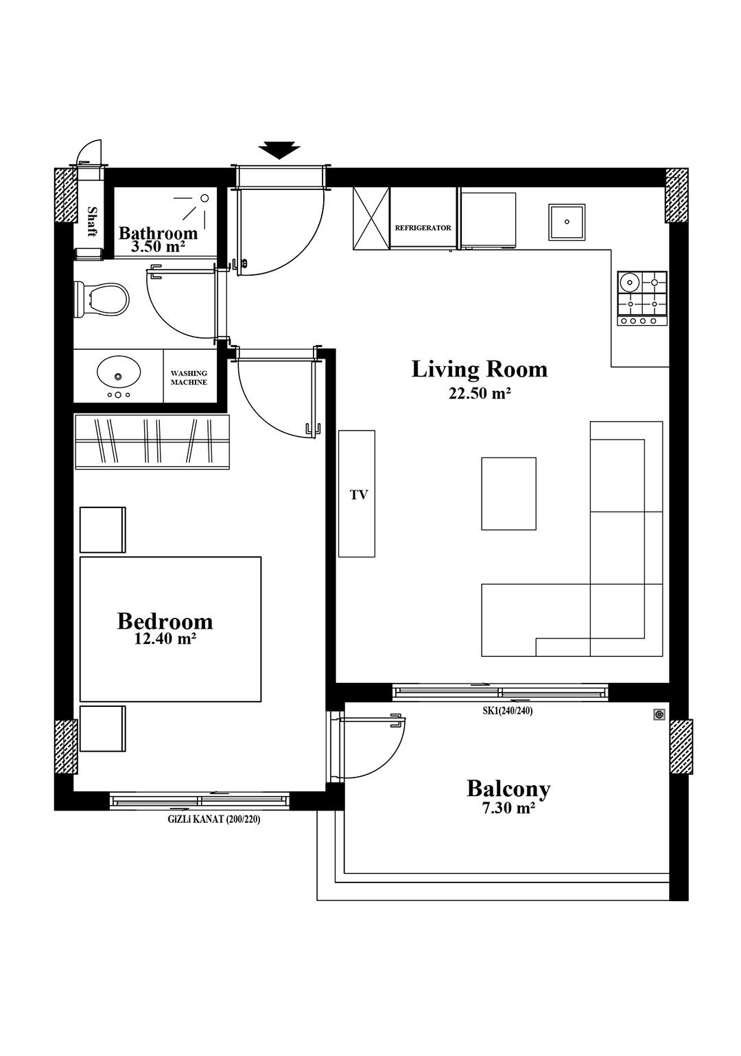 1+1 Apartment for sale in Yekta Blue IV Residence, Mahmultlar, Alanya, Turkey No. 9