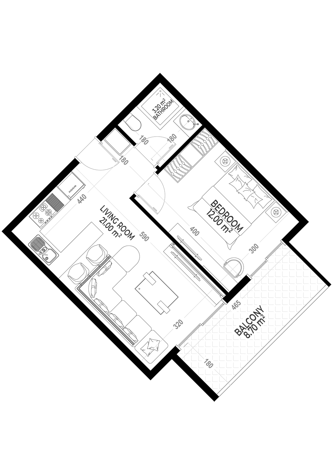 1+1 Apartment for sale in Yekta Sunrise Residence , Gazipasa, Turkey No. 62