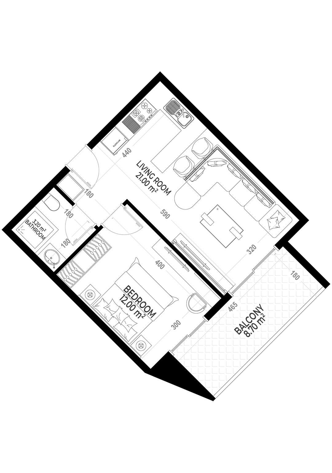 1+1 Apartment for sale in Yekta Sunrise Residence , Gazipasa, Turkey No. 3