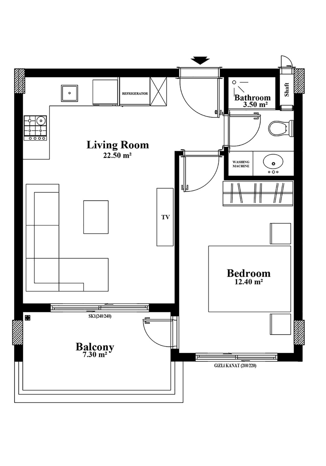 1+1 Apartment for sale in Yekta Blue IV Residence, Mahmultlar, Alanya, Turkey No. 45