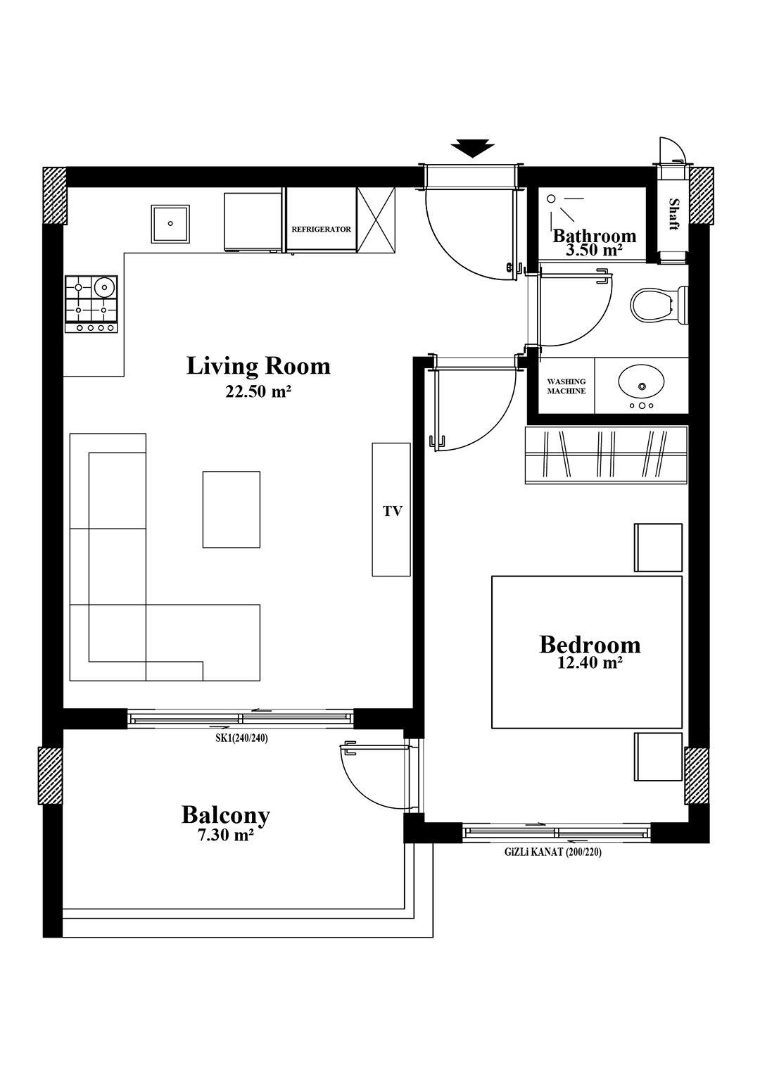 1+1 Apartment for sale in Yekta Blue IV Residence, Mahmultlar, Alanya, Turkey No. 11