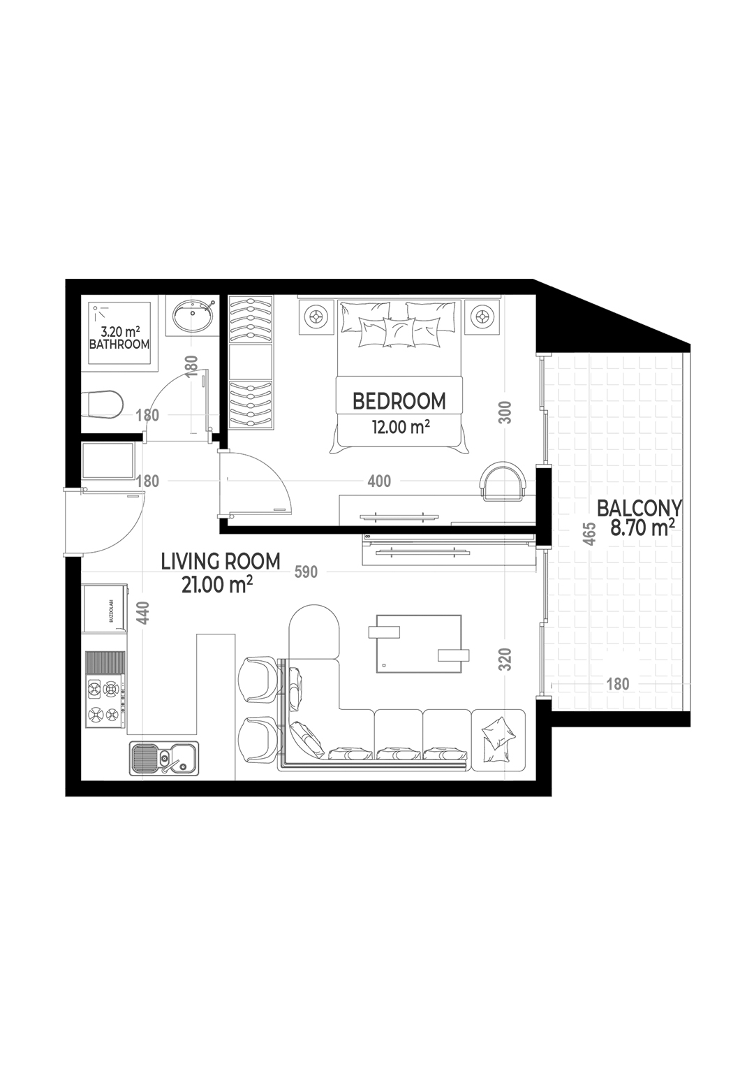 1+1 Apartment for sale in Yekta Sunrise Residence , Gazipasa, Turkey No. 64