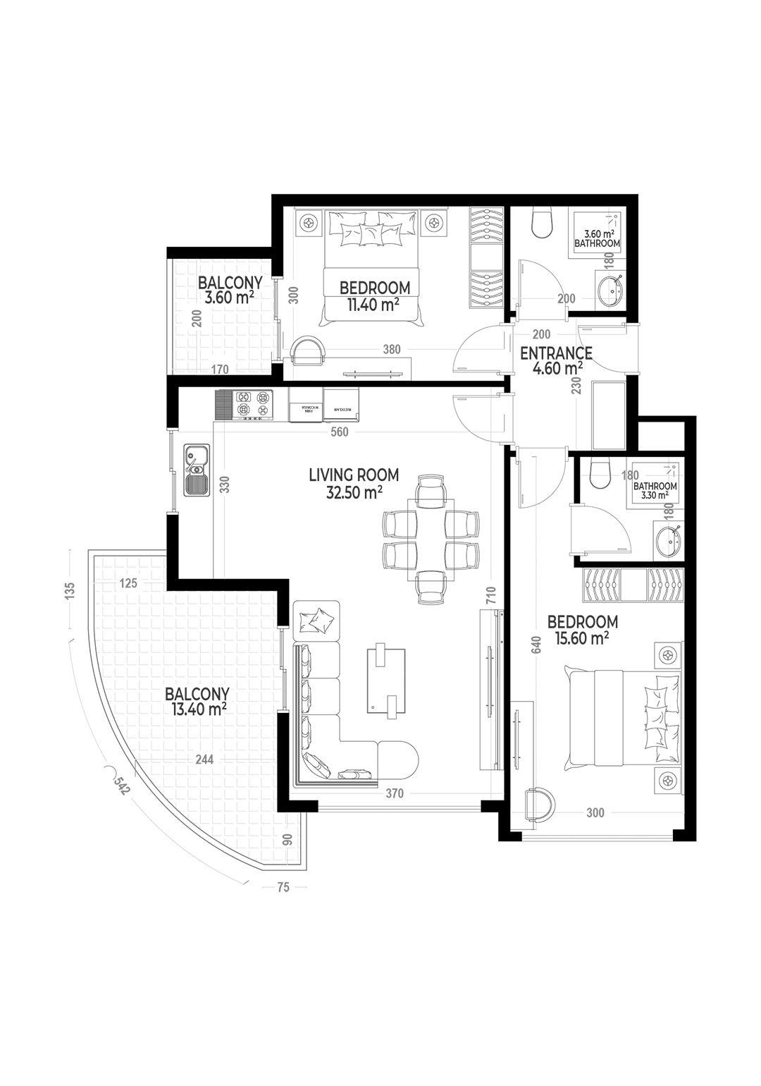 2+1 Apartment for sale in Yekta Sunrise Residence , Gazipasa, Turkey No. 66