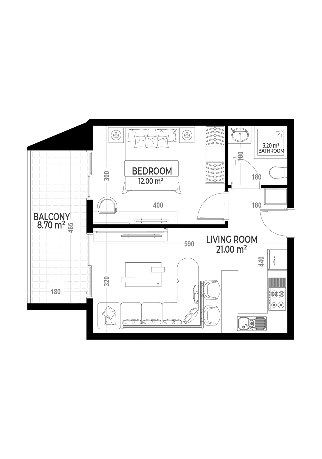 1+1 Apartment for sale in Yekta Sunrise Residence , Gazipasa, Turkey No. 37