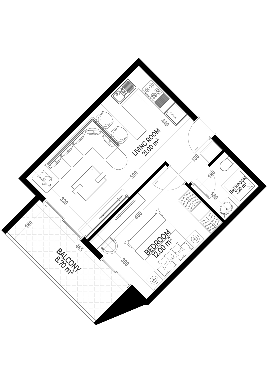 1+1 Apartment for sale in Yekta Sunrise Residence , Gazipasa, Turkey No. 68