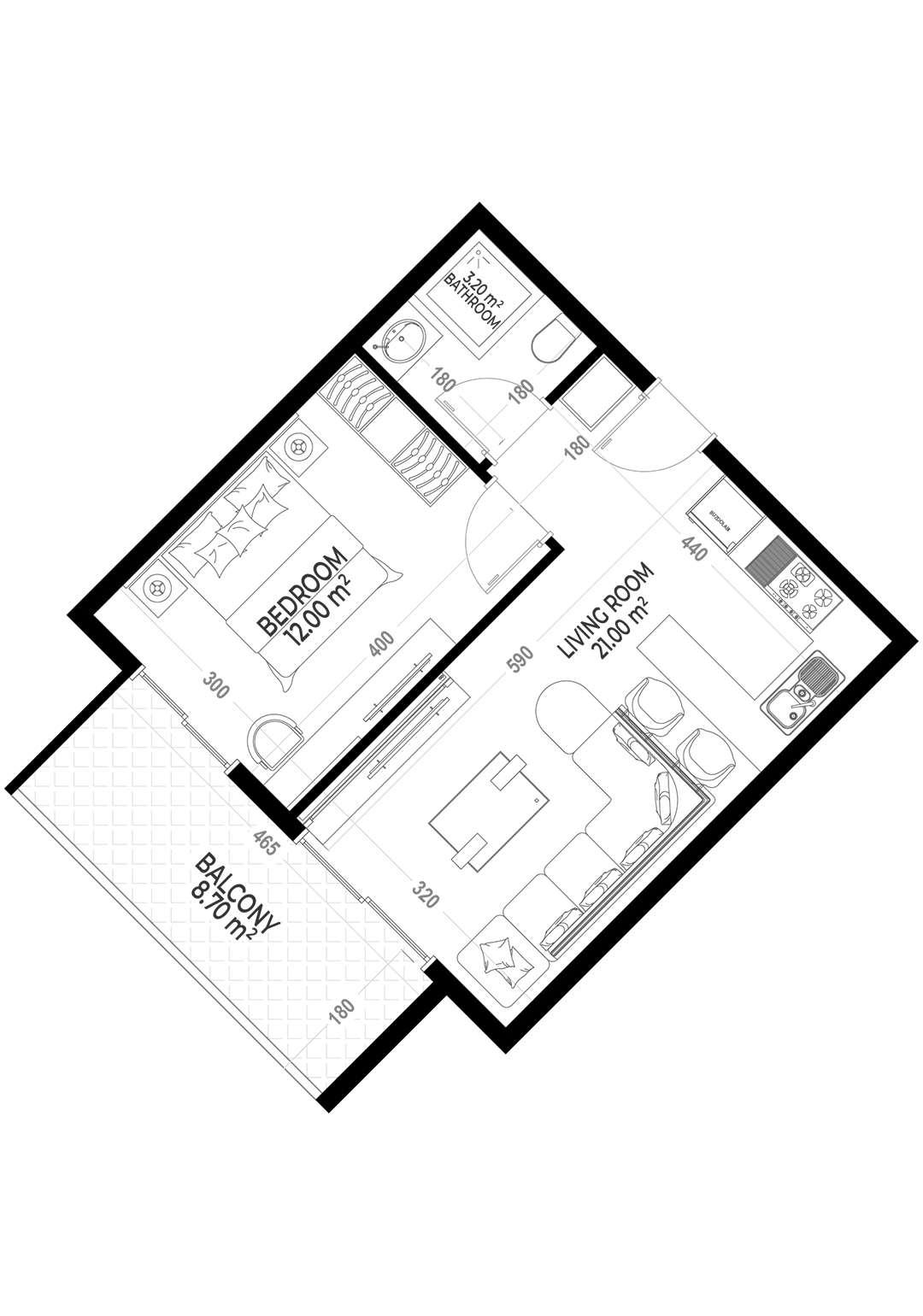 1+1 Apartment for sale in Yekta Sunrise Residence , Gazipasa, Turkey No. 59
