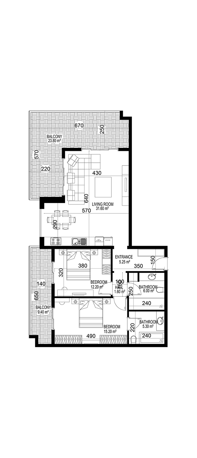 2+1 Apartment for sale in Building C, Yekta Kingdom Premium, Mahmultlar, Alanya, Turkey No. 100