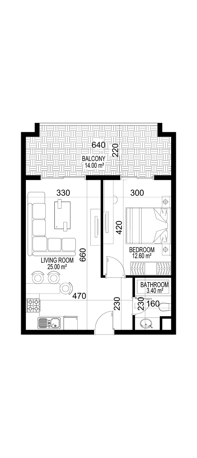 1+1 Apartment for sale in Building C, Yekta Kingdom Premium, Mahmultlar, Alanya, Turkey No. 143