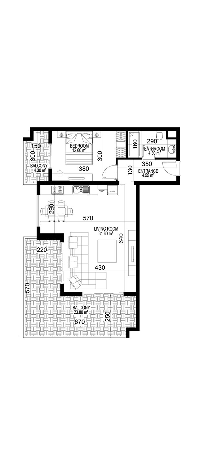 1+1 Apartment for sale in Building C, Yekta Kingdom Premium, Mahmultlar, Alanya, Turkey No. 82