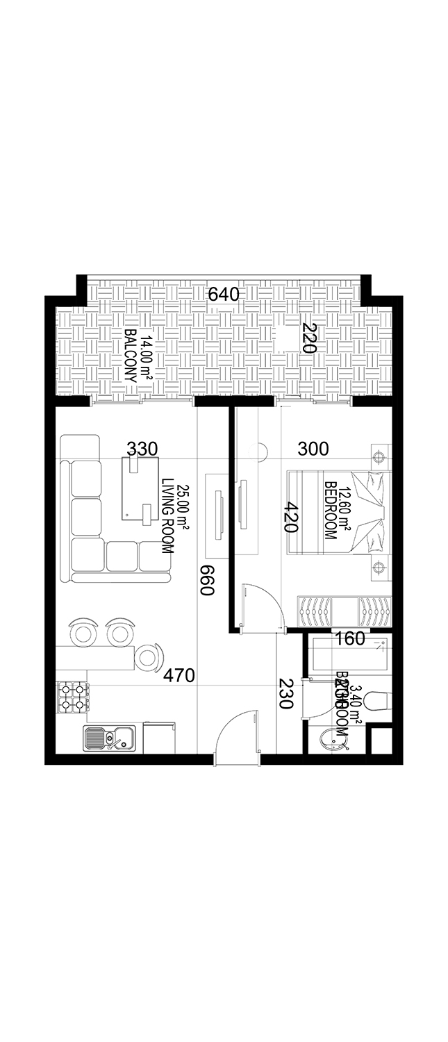 1+1 Apartment for sale in Building C, Yekta Kingdom Premium, Mahmultlar, Alanya, Turkey No. 112