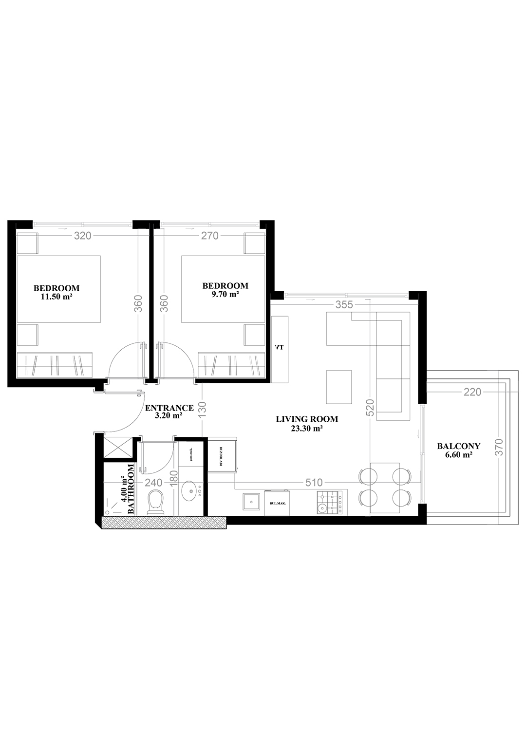 2+1 Apartment for sale in Building B, Yekta Blue V Residence, Mahmultlar, Alanya, Turkey No. 52