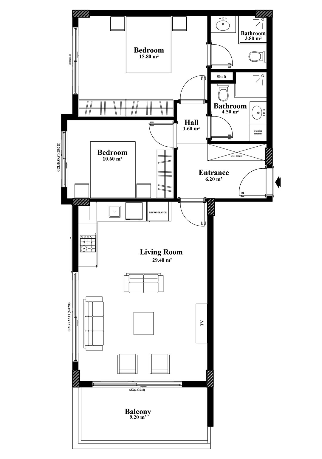 2+1 Apartment for sale in Yekta Blue IV Residence, Mahmultlar, Alanya, Turkey No. 68