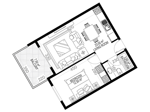 1+1 Apartment for sale in Yekta Sungate Residence, Gazipasa, Turkey No. 68